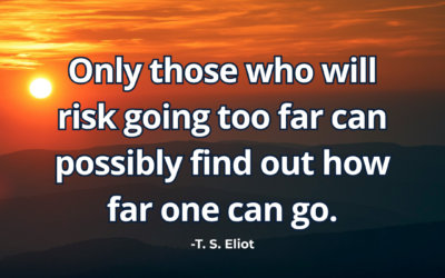 Only those who will risk going too far can possibly find out how far one can go – T. S. Eliot