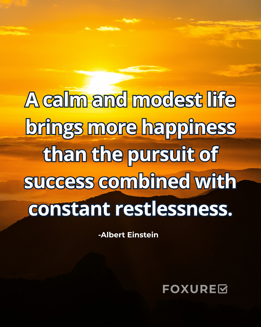 A calm and modest life brings more happiness than the pursuit of success combined with constant restlessness - Albert Einstein