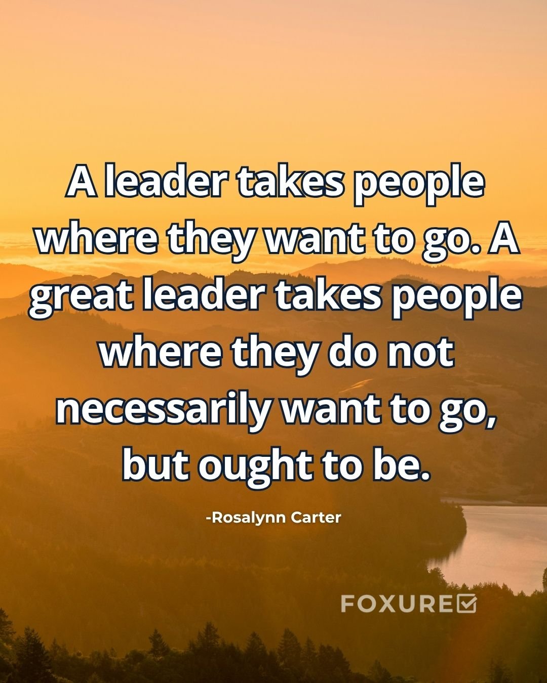 A leader takes people where they want to go. A great leader takes people where they do not necessarily want to go, but ought to be Author: Rosalynn Carter