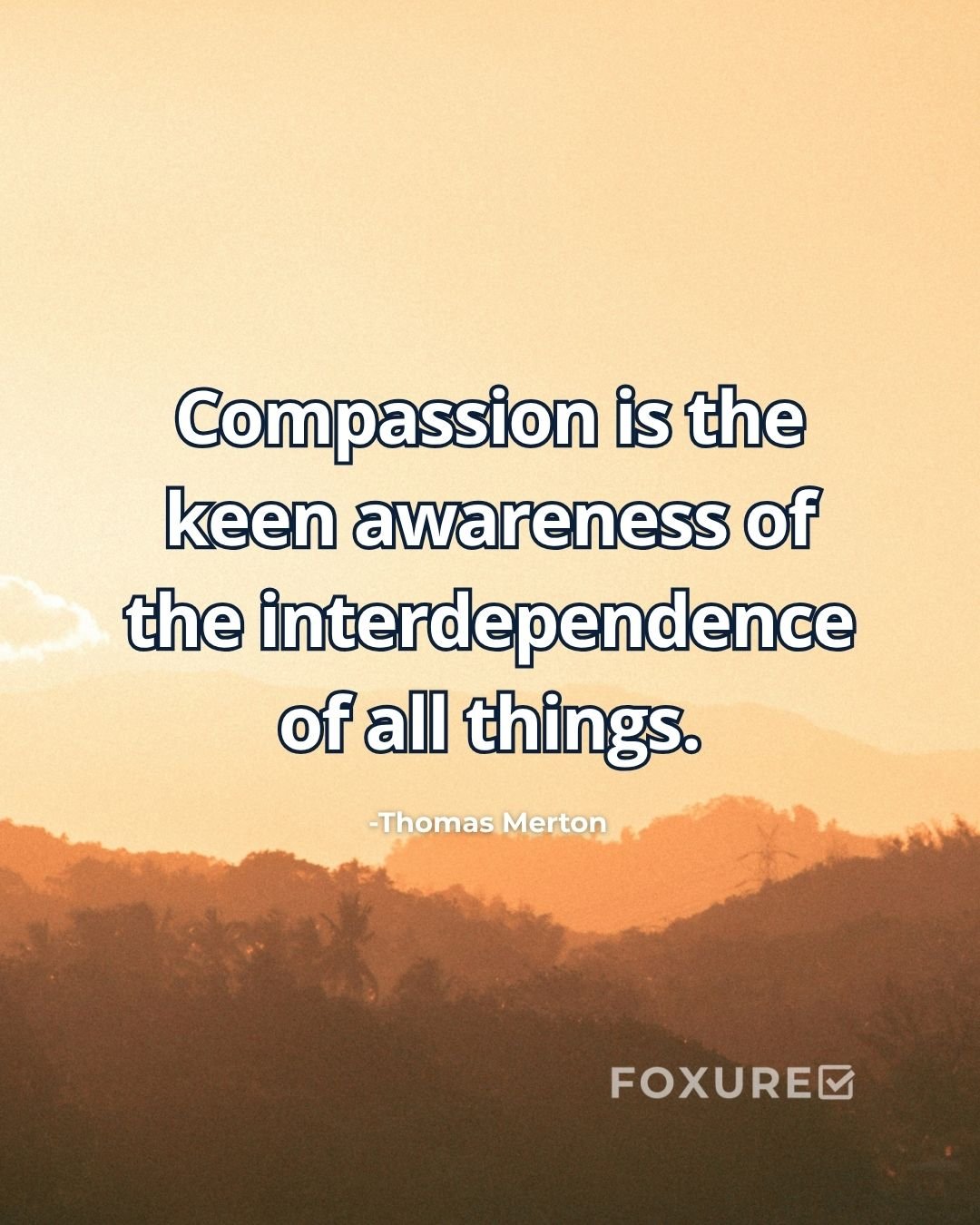 Compassion is the keen awareness of the interdependence of all things - Thomas Merton