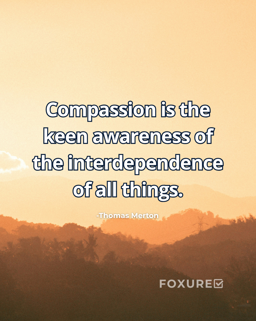 Compassion is the keen awareness of the interdependence of all things - Thomas Merton