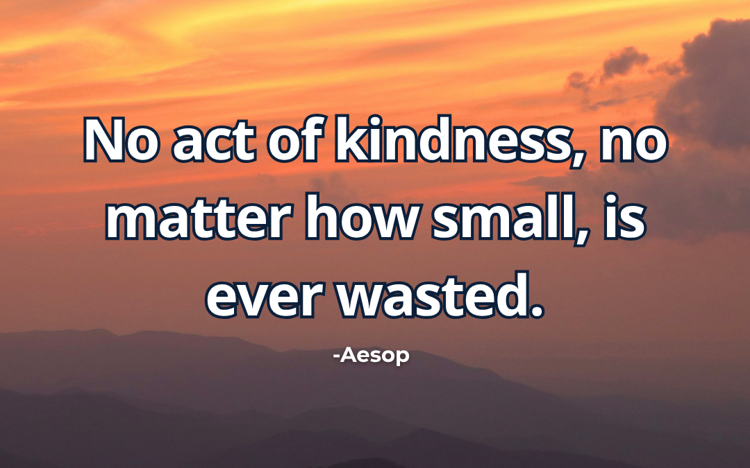 No act of kindness, no matter how small, is ever wasted – Aesop