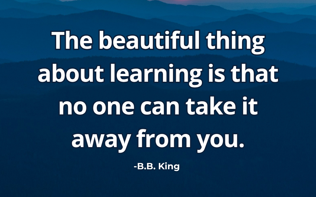 The beautiful thing about learning is that no one can take it away from you – B.B. King