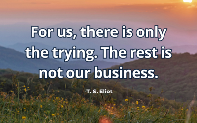 For us, there is only the trying. The rest is not our business – T. S. Eliot