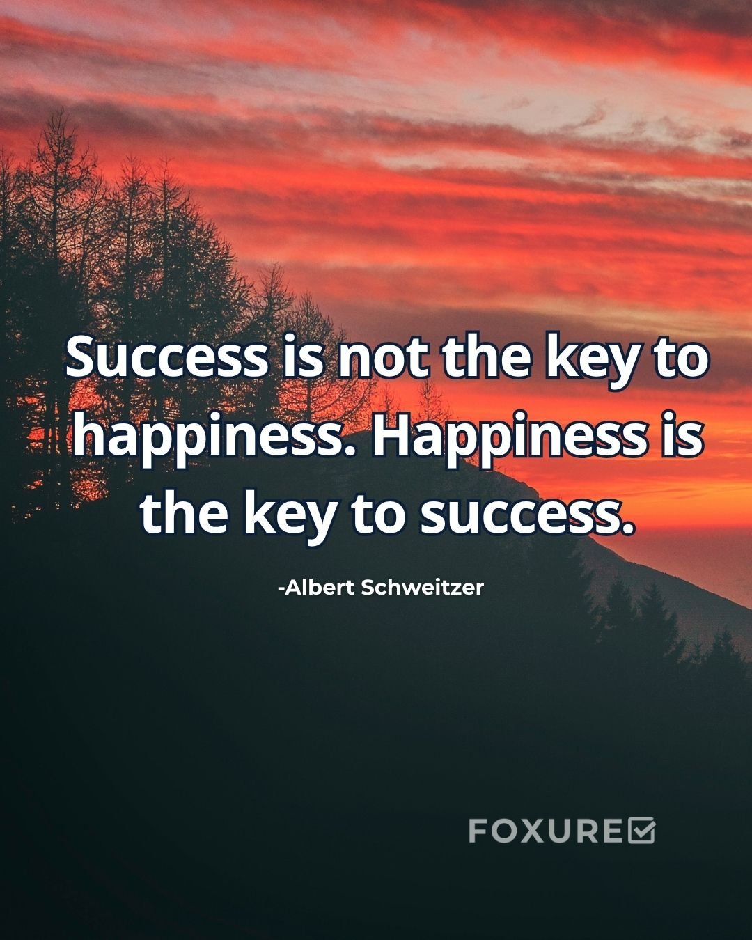Success is not the key to happiness. Happiness is the key to success - Albert Schweitzer