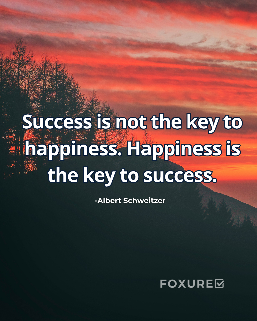 Success is not the key to happiness. Happiness is the key to success - Albert Schweitzer