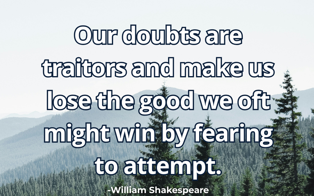 Our doubts are traitors and make us lose the good we oft might win by fearing to attempt – William Shakespeare