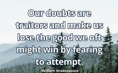 Our doubts are traitors and make us lose the good we oft might win by fearing to attempt – William Shakespeare