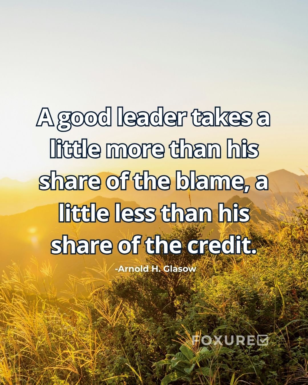 A good leader takes a little more than his share of the blame, a little less than his share of the credit - Arnold H. Glasow