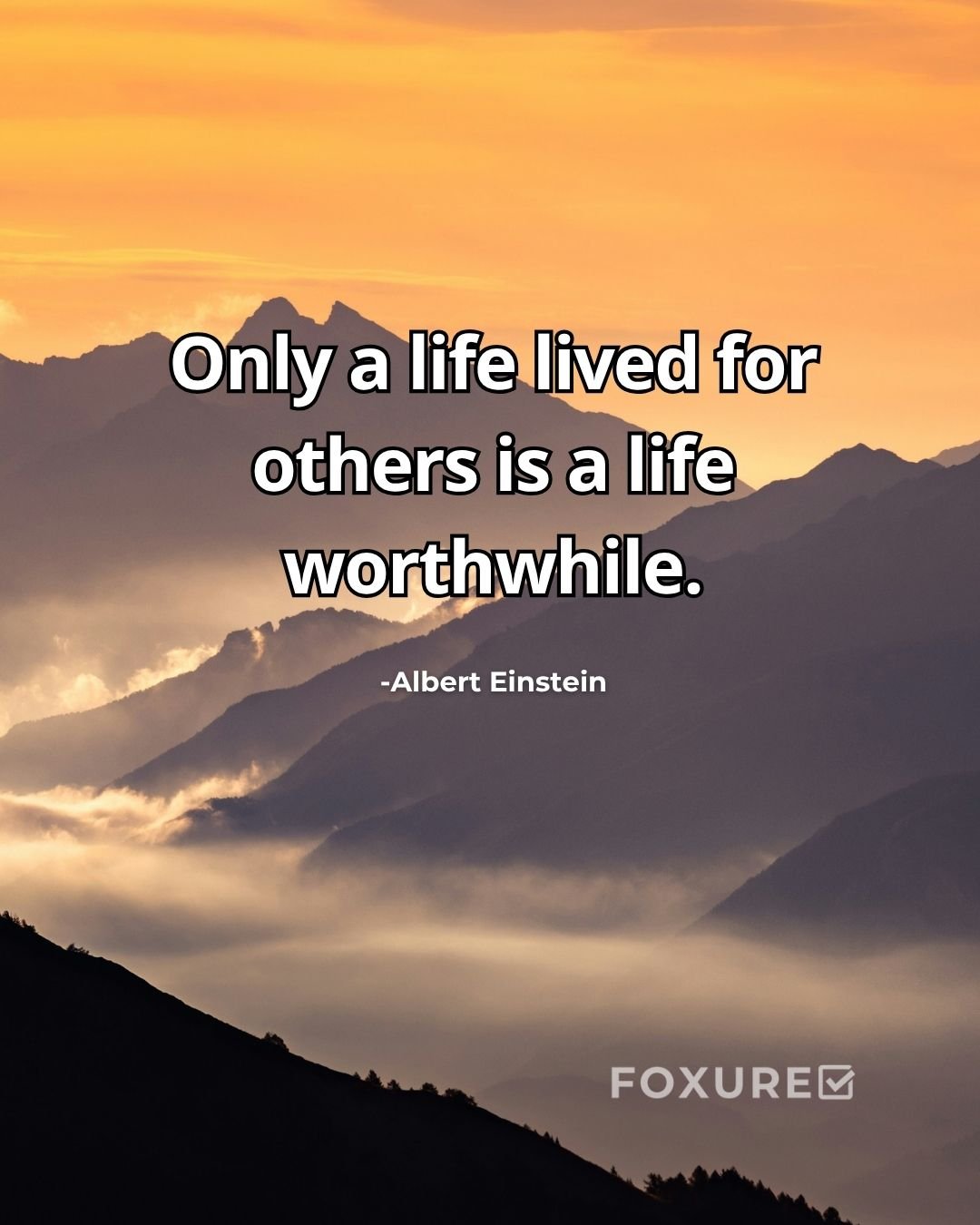 Only a life lived for others is a life worthwhile - Albert Einstein