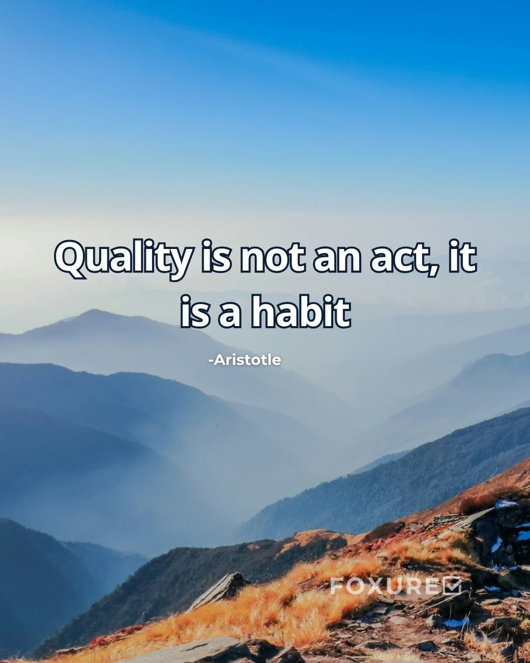 Quality is not an act, it is a habit - Aristotle