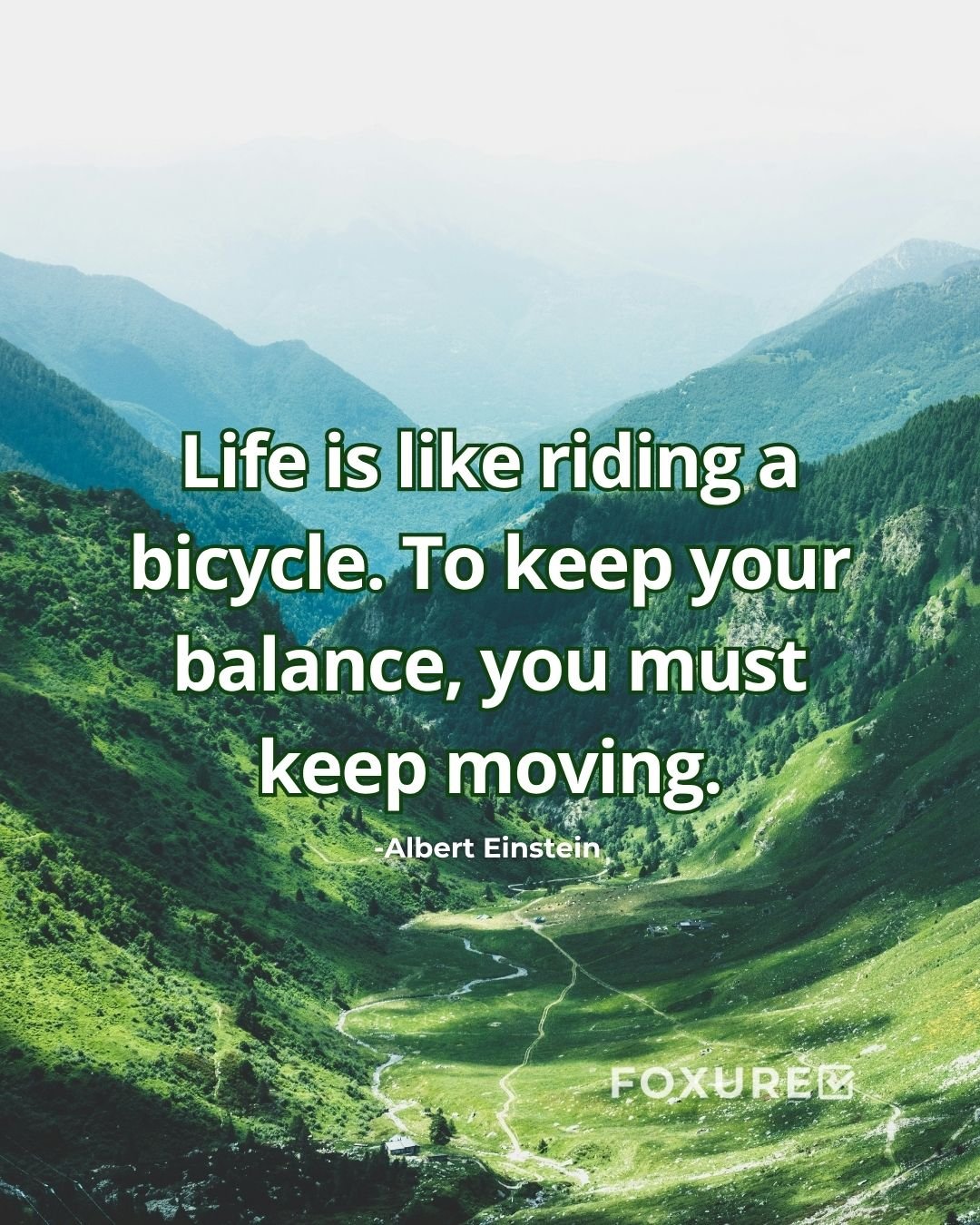 Life is like riding a bicycle. To keep your balance, you must keep moving - Albert Einstein
